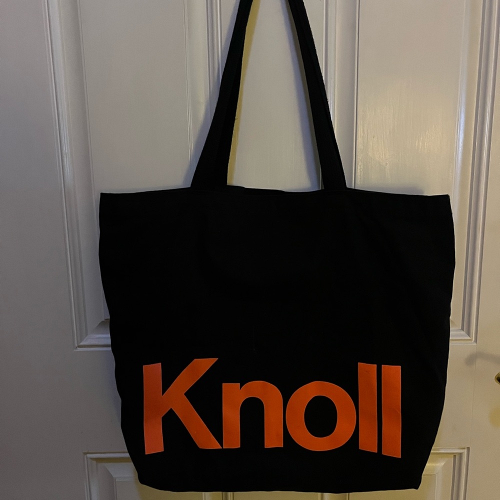 Black Tote Bag with Iconic Knoll Orange Logo
